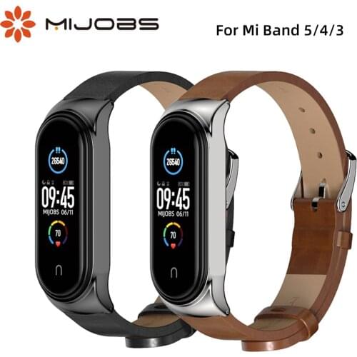 For Mi Band 5 4 3 Straps PU Leather Correa Pulseira Pasek Opaska For mi band 3 Miband4 Bracelet For Xiaomi Xiomi Metal Wristband