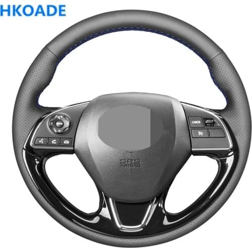 DIY Hand-stitched Black Genuine Leather Car Steering Wheel Cover For Mitsubishi ASX Outlander Mirage 2016-2019 Eclipse (Cross)