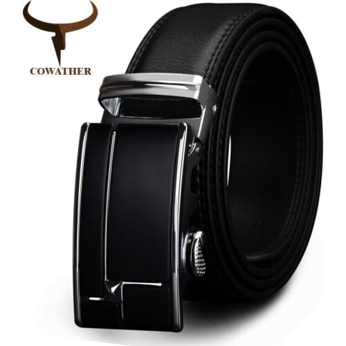 COWATHER big size men belts cow genuine leather belts for men automaticbuckle black brown color size 34-44 cz038