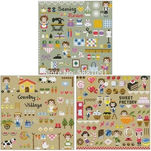 Village life patterns Counted Cross Stitch 11CT 14CT DIY Chinese Cross Stitch Kits Embroidery Needlework Sets home decor