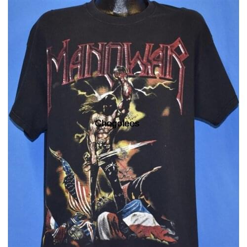 90s Manowar Heavy Metal Kings Of Metal Distressed Rock t shirt Extra Large