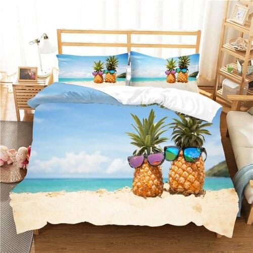 A Bedding Set 3D Printed Duvet Cover Bed Set pineapple Home Textiles for Adults Bedclothes with Pillowcase #BL09
