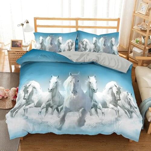 Wolf Horse 3d Bedding Set Animal Duvet Cover Queen 220x240 A Boys Quilt Cover Double Bed Cover And Pillowcase