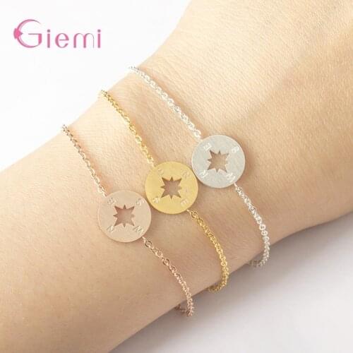Trendy Vintage 925 Sterling Silver Compass Charm Bracelet Graduation Jewelry Bracelet Mark Friendship Bracelet Gfits