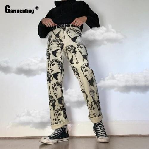 Plus size 3xl Men Jeans Denim Pants Mens clothing 2021 Fashion Bottom Streetwear Male sculpture Print Denim Jeans Pencil Trouser