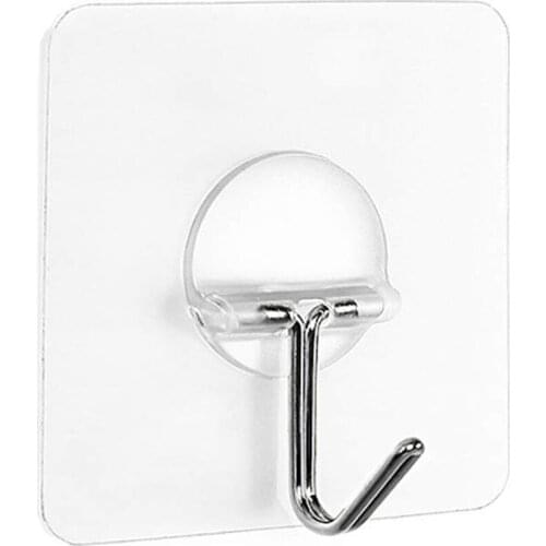 Wall Hooks 13lb(Max) Transparent Reusable Seamless Hooks,Waterproof and Oilproof,Bathroom Kitchen Heavy Duty Self Adhesive Hooks
