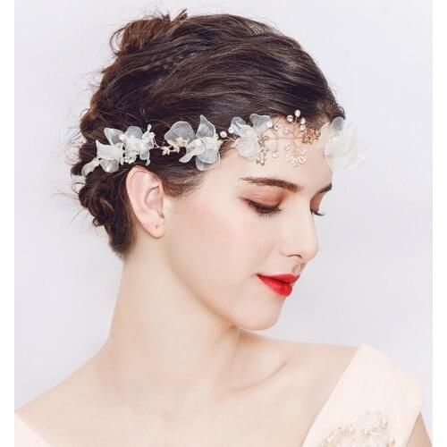 OKILY Luxury Lace Hair Hoop for Women Hair Accessories Crystal Fabrics Bridal Wedding Bride Head Bands Hairbands Banquet Jewelry