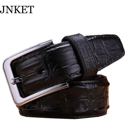 JNKET Fashion Crocodile Waist Belt Cinturon Mens Cowhide Leather Belt Pin Buckle Belt Jeans Belt Waistband