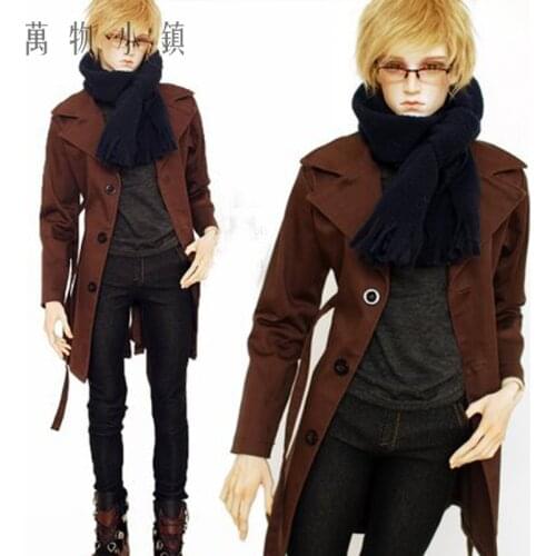 Accept custom New Single breasted Windbreaker Coat+Jeans+Vest+ Scarf Coll Suit For uncle 1/3 1/4 BJD SD MSD Doll Clothes