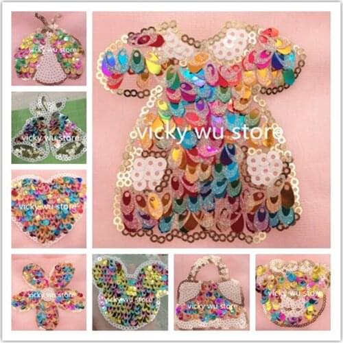 Various Sequins Patch DIY Bag Colorful Patches Clothes Embroidered Patch Paillettes Motif Applique With Lentejuelas Accessories