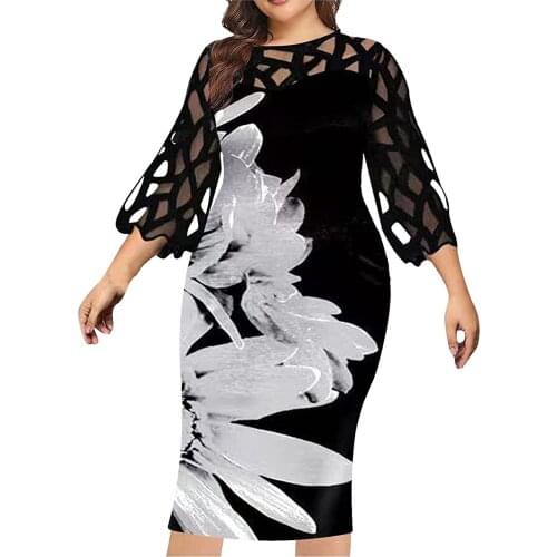 Plus Size Dresses For Women 2021 Womens Sexy Hip Cover Up Belly Splicing Print Long Sleeve Beach Dress Vestidos De Mujer Casual