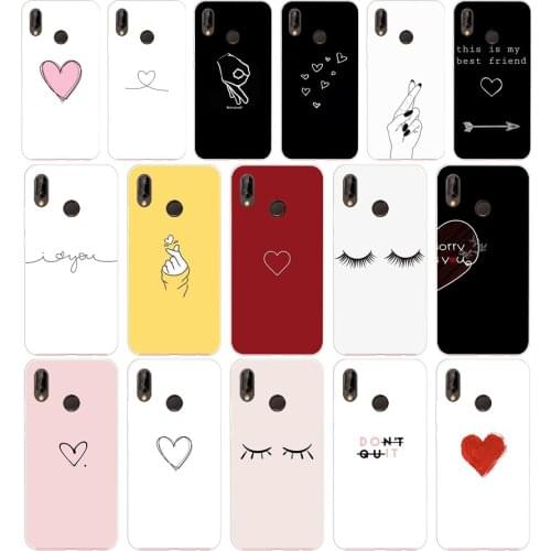 66AA Simple Line Art Abstract Love Heart Silicone TPU Protective Cover Phone Case On For Huawei P20 30 Pro Lite Case Soft