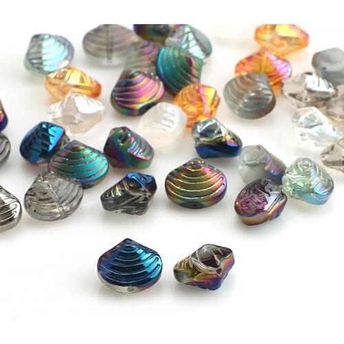 20Pcs/Lot Glass Heart Beads Stone Plated 12x14mm Crystal Pendant Shell Shape DIY Making Crafts Metrial Jewelry Necklace Earing