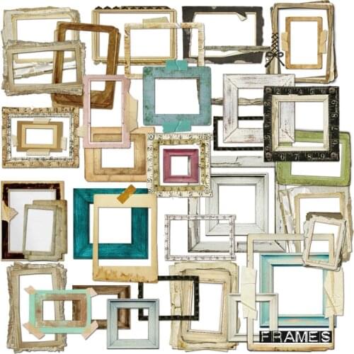 YPP CRAFT 35pcs Vintage Photo Frame Paper Stickers for Scrapbooking Happy Planner/ DIY Crafts/ Card Making Decoration