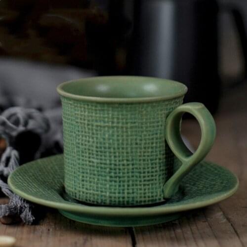 Zen retro coffee mug with plate afternoon tea creative home latte coffee mug Espresso coffee cup with saucer set