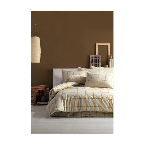 Karo Yellow design king sıze 240x220cm beddıng set 4 PCS 100% Ranforce cotton