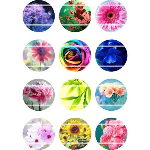 Handmade Colorful picture Round Glass Cabochons Refrigerator magnet for Necklace Decoration and Phone Chain Accessaries389