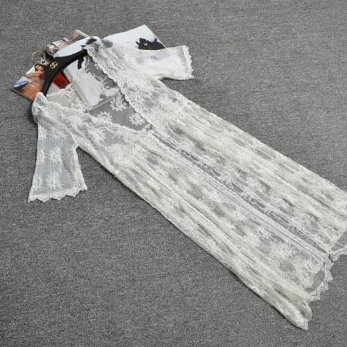 2016 Autumn Summer new fashion women long cardigan cotton sweet floral flower embroidery ladies lace cardigans