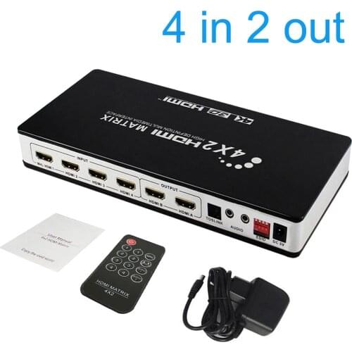 4k 1080P HDMI Matrix 4x2 Switch Splitter Video Conveter 4 In 2 Out Audio EDID for PS4 XBOX HD Camera Laptop PC To TV Monitor