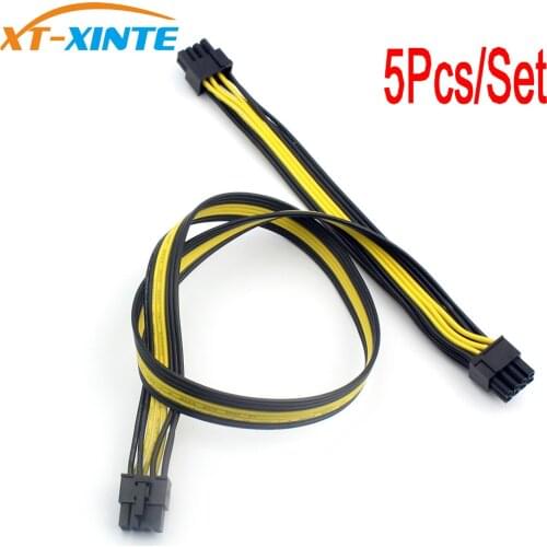 5Pcs 60cm GPU Power Extension Cable Cord 18AWG 8 Pin Male to Dual 8Pin (6+2) Male PCI-E Video Graphics Card Power Cable