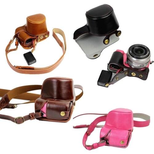 New Luxury Pu Leather Camera Case For Sony A5000 A5100 A6000 A6300 A6400 Camera Bag With Strap take our battery easy