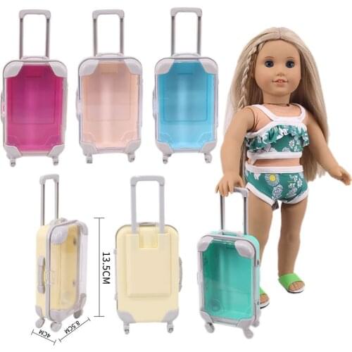 Doll Accessories Transpar Cute Portable Suitcase Set For 18 Inch American&43Cm Baby New Born Doll Accessories Girl`s Toys