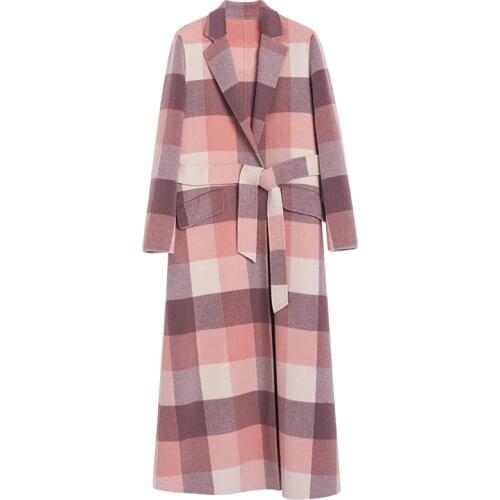 2018 new fashion double-sided wool cashmere women add long overcoat multi color palid slim style high grade EU size S-L