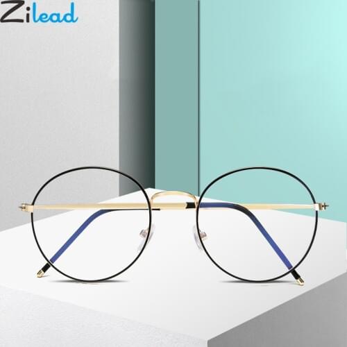 Zilead Anti Blue Light Glasses Frame Ultralight Metal Round Optical Sepectacles Men Women Computer Goggles Eyeglasses Eyewear