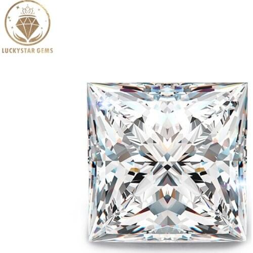 Wholesale Moissanite Diamond Princess Cut Gemstone D Color VVS1 Pass Diamonds Testing with GRA Report For Rings Making