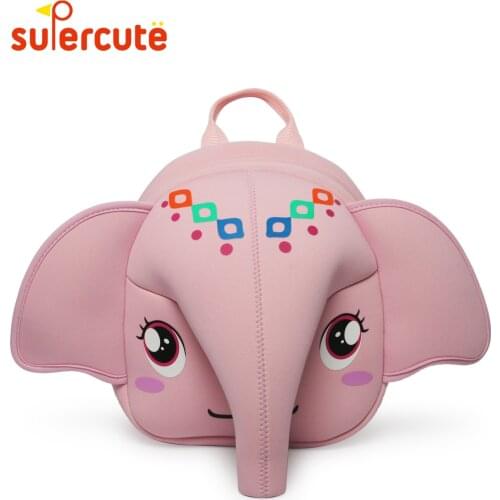 SUPERCUTE Elephant kids backpack Age 1-5 Years ultralight soft 3D cartoon kindergarten bag for children boys & girls anti-lost