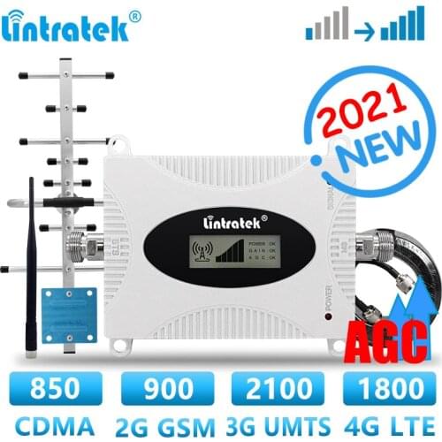 Lintratek LTE 4G Mobile phone Signal Booster Repeater 2G 3G CDMA GSM 850 900 2100 1800MHz Cellular Amplifier UMTS Voice AGC 2021