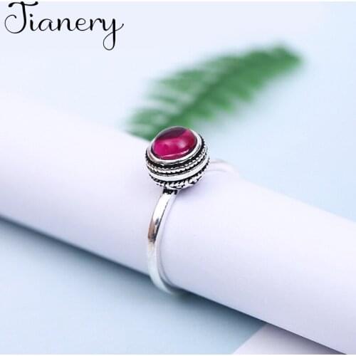 Vintage Retro Red Crystal Rings For Women Wedding Boho Female Charms Jewelry Bridal Valentines Gifts aneis 2020