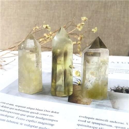 1pcs natural quartz crystals healing stones jewelry smoky citrine wand point for Home Decoration