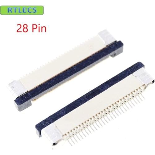 10pcs FPC connector 0.50 mm 0.020" 28 Position Bottom Contact Right angle SMD ZIF Slide Lock Surface Mount