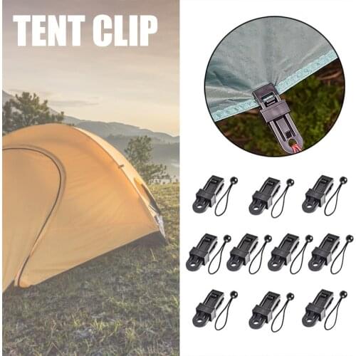 10pcs Reusable heavy duty linoleum clip Fixed Plastic Clip For Outdoor TentOutdoor Mini Black Hangers Outdoor tent fixing clip