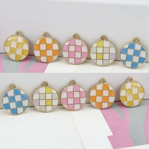 10pcs Japanese And Korean Girl Cute Pendant Alloy Literary Square heart-shaped Round Earrings For Women Diy Jewelry Accessories