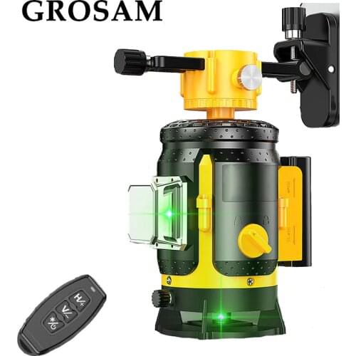 GROSAM 3D 12-line 360 Laser Level Powerful Green Laser Beam For Horizontal And Vertical Crossing