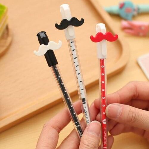 12pcs /box Cute Vintage Bearded Design Gel-Ink 0.38mm Plastic Pen School and Supplies Korean Stationery