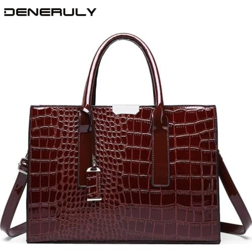 2019 Crocodile Leather Bag Women Alligator Shoulder Bags Luxury Handbags Women Bags Designer Stone Ladies Hand Bags Bolso Mujer