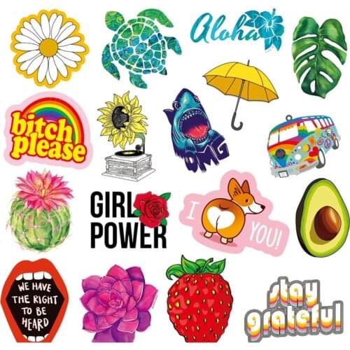 50Pcs Fashion Rural Summer Light Yellow Girls Laptop Stickers Waterproof Refrigerator Skateboard Graffiti Decals For MacBook/HP