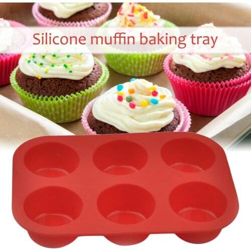 6 Cavity Silicone Cake Mold Muffin Cup Cake Bakeware Fondant Cupcake Muffin Mold Cookies Muffin Baking Tray Baking Tools