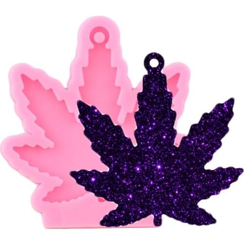 Shiny Glossy Maple Leaf Epoxy Resin Craft Keychain Silicone Mold DIY Handmade Charms Mould Polymer Clay Pendant Moulds