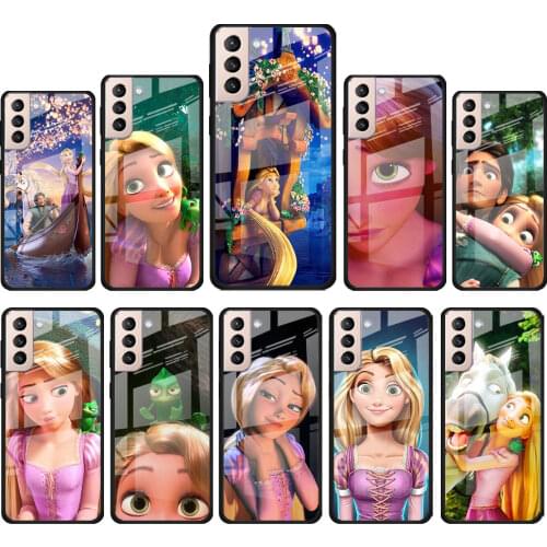 Rapunzel Disney Movie for Samsung Galaxy S21 Ultra Plus A72 A52 4G 5G M51 M31 M21 Luxury Tempered Glass Phone Case Cover