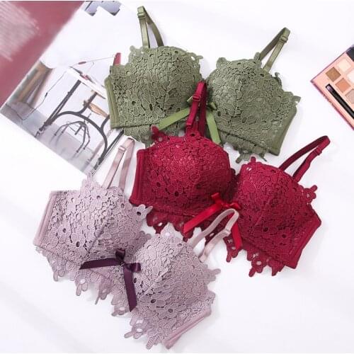 DERUILADY New Comfortbale Wireless Bralette Sexy Lace Floral Embroidery Bra Lingerie Adjusted Push Up Bras For Women Underwear