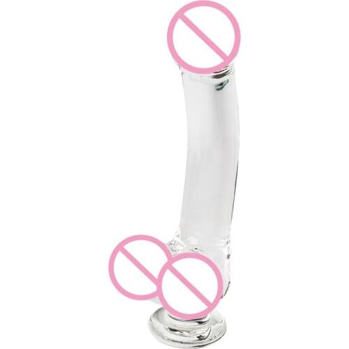 Erotic 9 Inch Big Crystal Glass Dildo Clear Pyrex Glass Large Dick Huge Dildo Realistic Strapon Penis Adult Sex Toys for Woman
