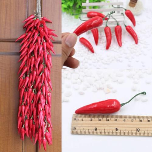 Artificial Food Vegetables Fake Chili Foam Fruit Hanging Hotel Home Garden Art Decor Cheap Food Decoration Ornament 5pcs