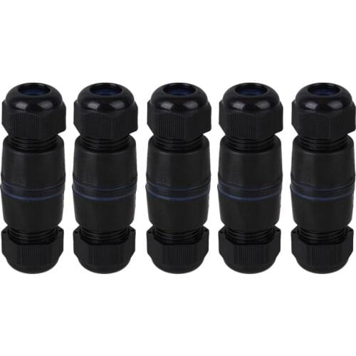 Ethernet LAN IP68 Protection M25 Locknut Plastic RJ45 UnShielded Waterproof Cable Gland Connector for Double Cable Pack of 5