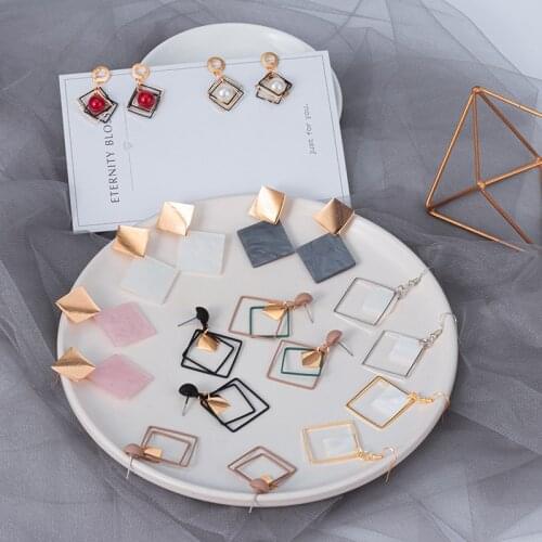 LOVR Korean Acrylic Earrings For Women Fashion Party Geometric Heart Sequins Drop Dangle Earrings 2020 kolczyki Female Jewelry