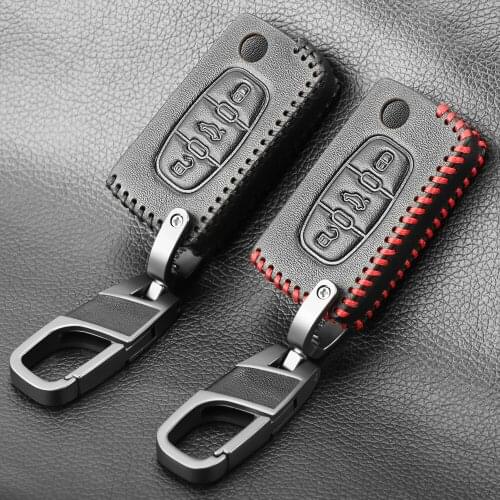 3 Buttons Leather Car Key Case For PEUGEOT 207 307 308 407 408 For Citroen C3 C4 C4L C5 C6 Protector Cover