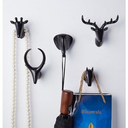 Creative Resin Animal Head Hook Hanger Rack Wall Mount Home Decoration Gold for Key, Jewelry, Hat, Handbag - 6 Style Option